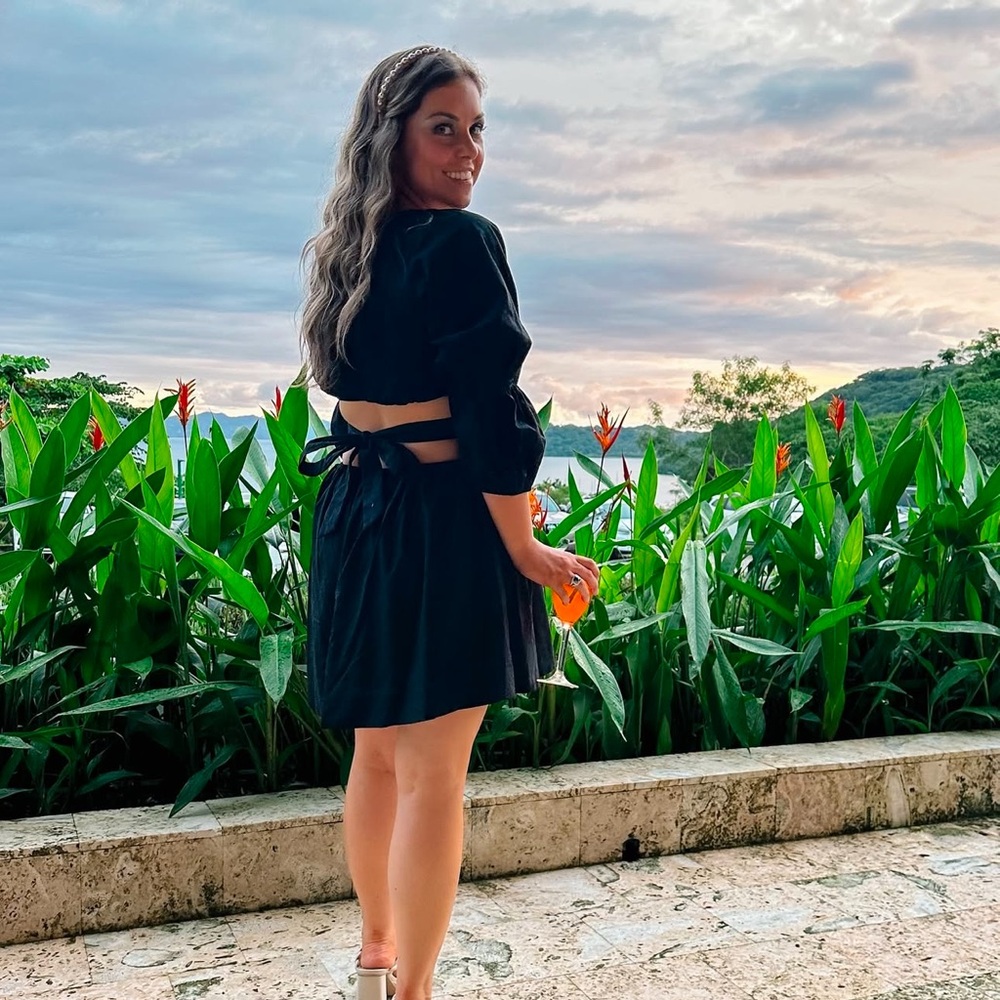 black back-tie dress